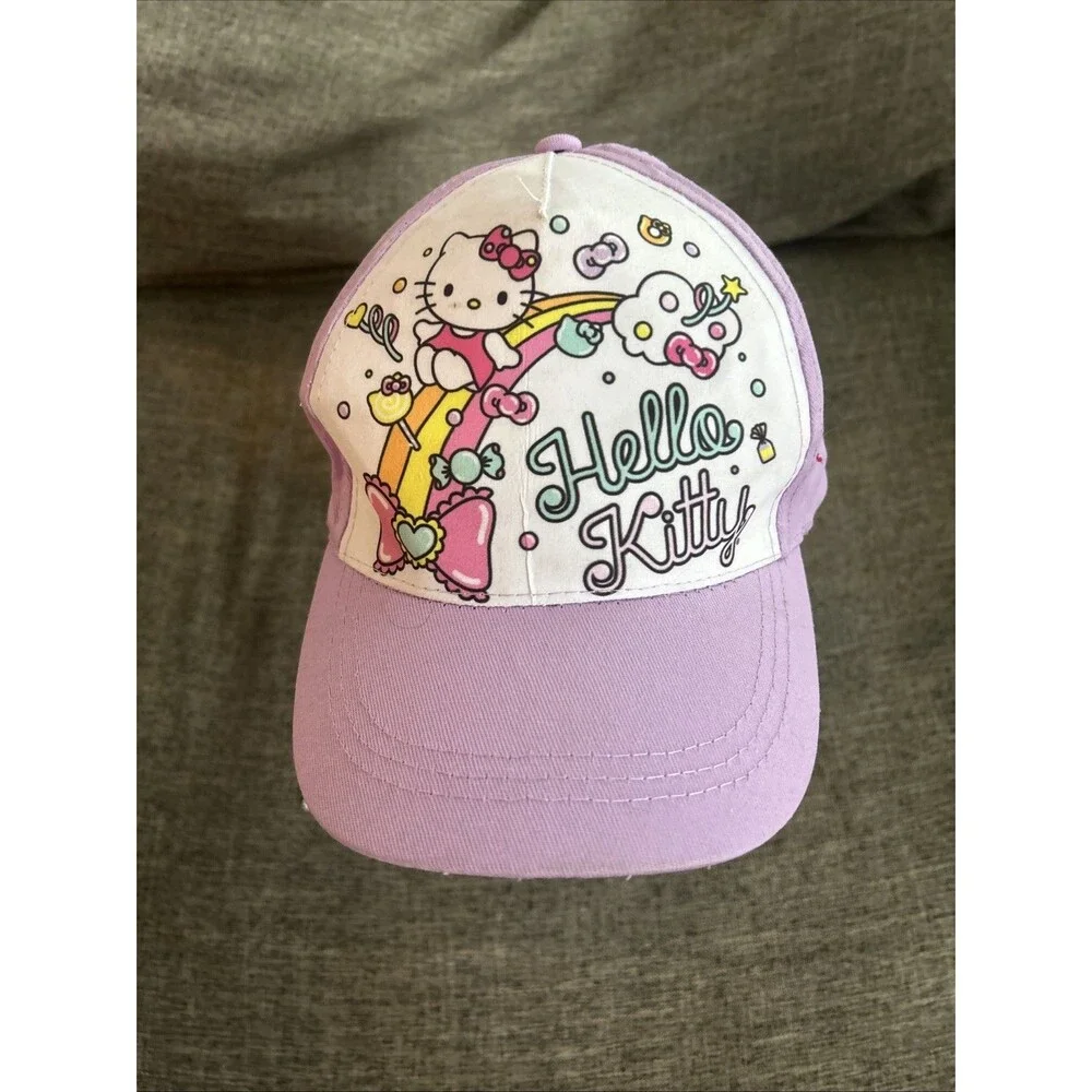 HELLO KITTY Girl's Adjustable Baseball Cap Hat Rainbow Purple